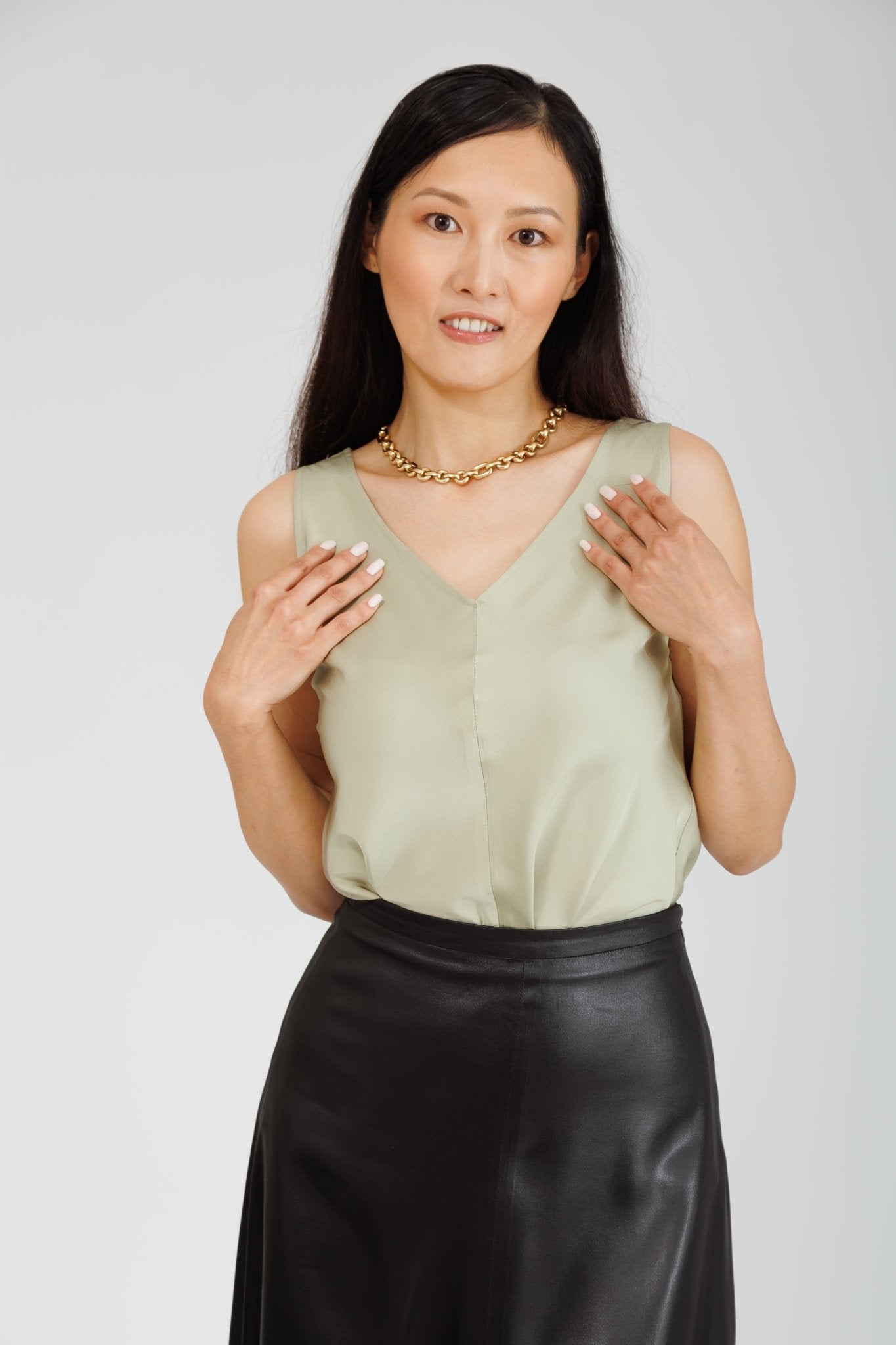 NATI SKIRT IN BLACK LEATHER - interlue