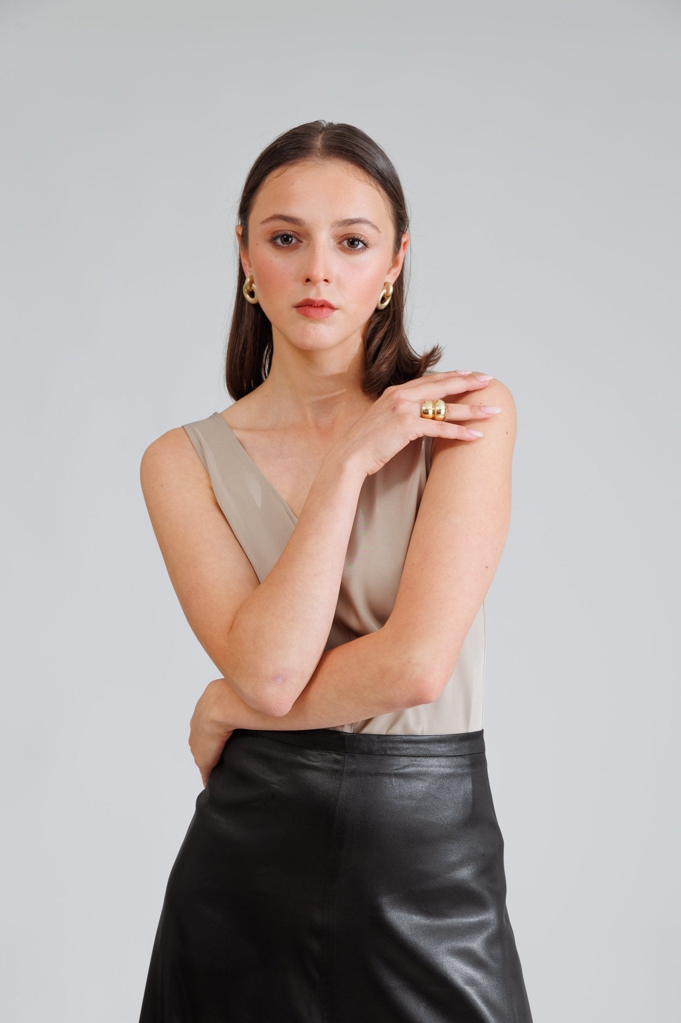 NATI SKIRT IN BLACK LEATHER - interlue