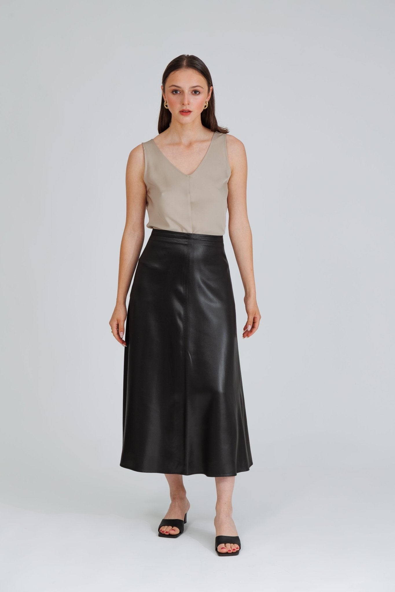 NATI SKIRT IN BLACK LEATHER - interlue