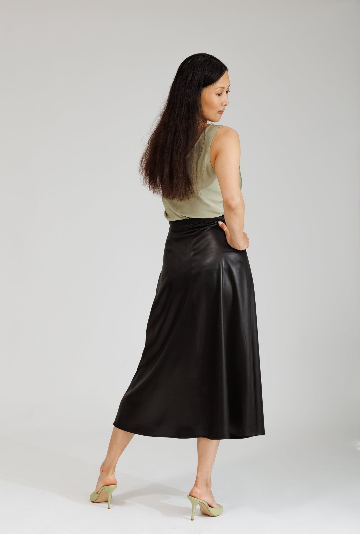NATI SKIRT IN BLACK LEATHER - interlue