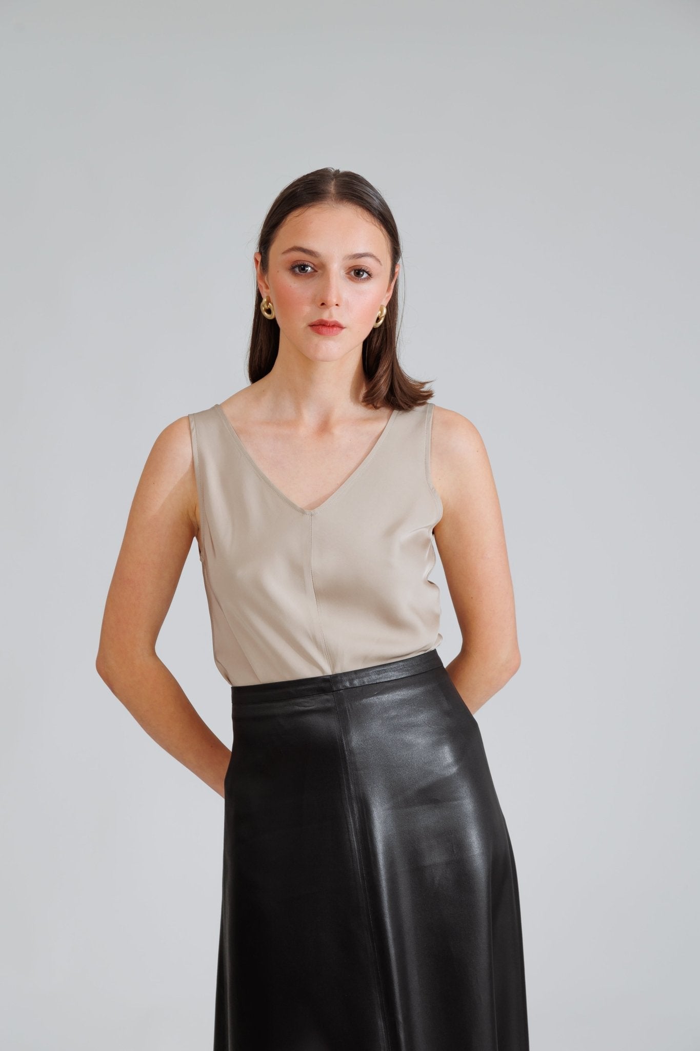 NATI SKIRT IN BLACK LEATHER - interlue
